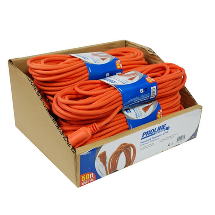 Extensión eléctrica polarizada de 50ft color naranja