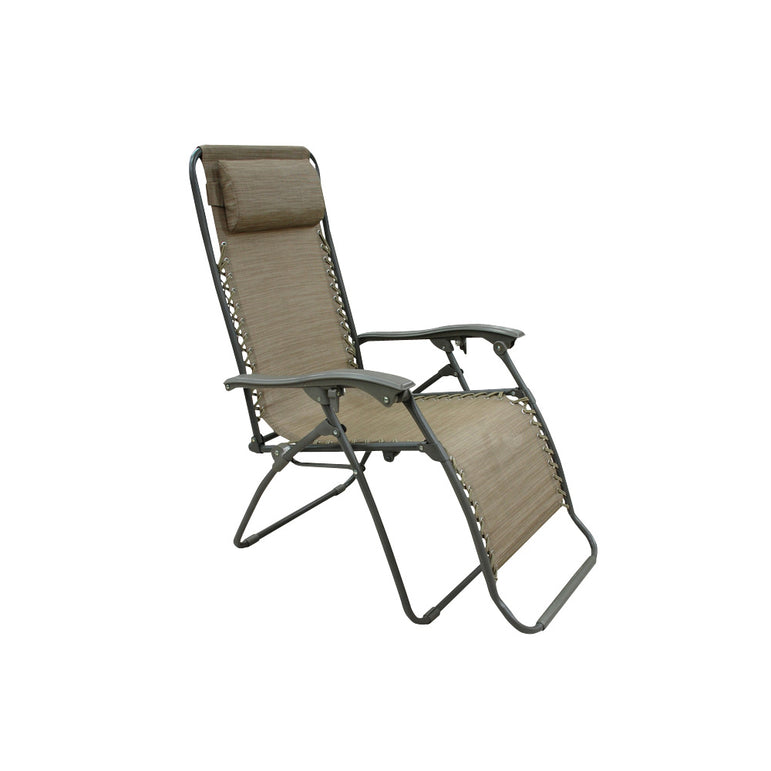 Silla reclinable tubular beige